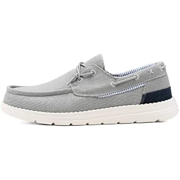 Men’s Slip-on Canvas Loafers Casual Boat Shoes, Gray main image 4